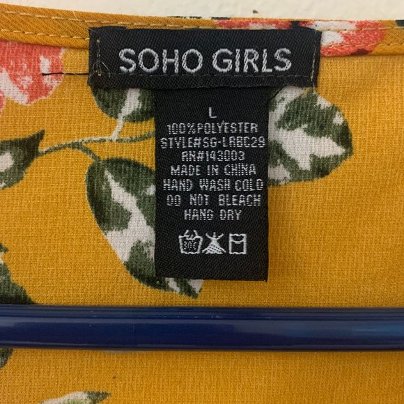 Soho Girls Peplum Top with Button Sleeve and Accent Belt - Picture 4 of 4